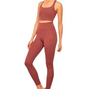 GIRLFRIEND COLLECTIVE High Rise Cropped Legging in Rust